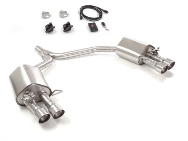 RAGAZZON DOUBLE REAR ROUND 4/90MM SPORT LINE TERMINALS OFFSET +VALVES AUDI A5 8T SPORTBACK QUATTRO 2.0TFSI 155KW 2008-13