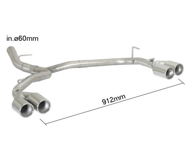 RAGAZZON DOUBLE STAINLESS STEEL REAR TUBE WITH ROUND 2X80MM STAGGERED TERMINALS BMW SERIE1 E81 3PORTE-3DOORS 123D 150KW 2007+