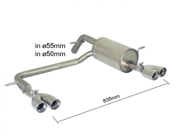 RAGAZZON DOUBLE STAINLESS STEEL REAR WITH ROUND 2X70MM STAGGERED TERMINALS PEUGEOT 208 XY 1.6 16V THP 115KW 2012+