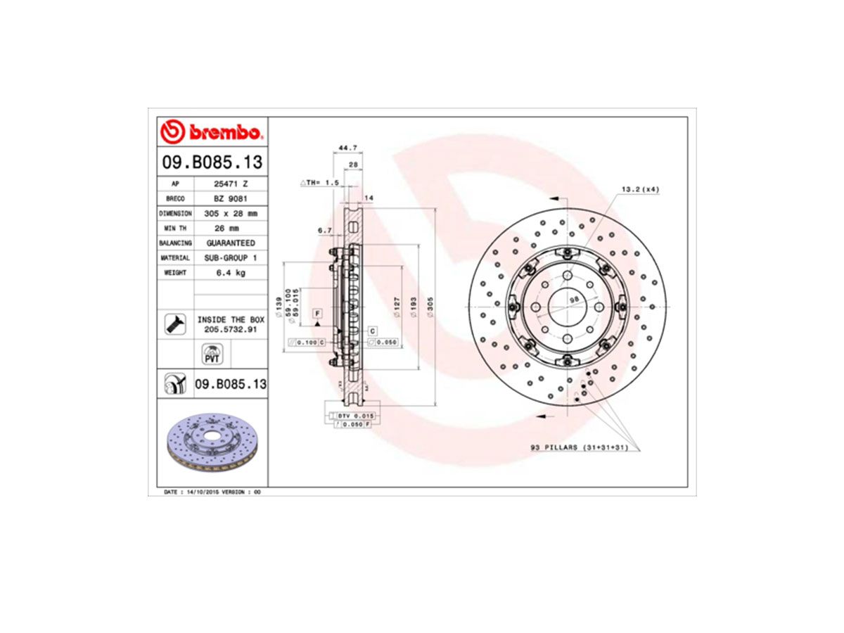 Coppia dischi freno anteriori Brembo Fiat 500 Abarth FLOTTANTI