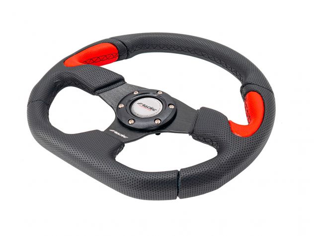 VOLANTE SPORTIVO X2 POLY PELLE NERO/ROSSO 330MM SIMONI RACING